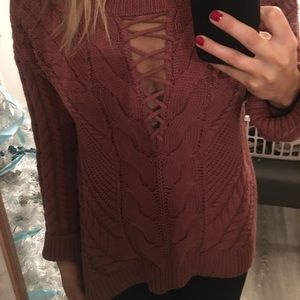 Express lace front sweater